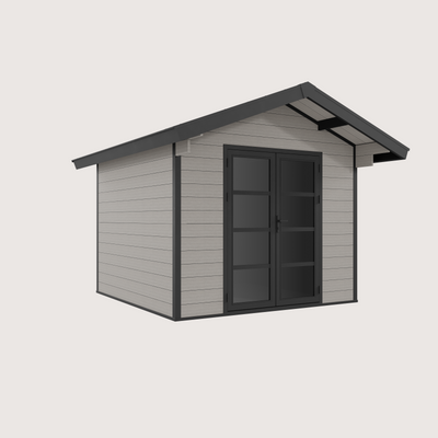 Gartenhaus Cottage 28 Hellgrau-Schwarz