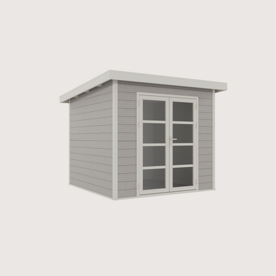 Gartenhaus Cube 25 Hellgrau-Weiß