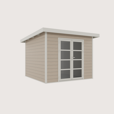 Gartenhaus Cube 28 Beige-Weiß