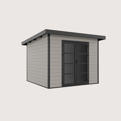 Gartenhaus Cube 28 Hellgrau-Schwarz