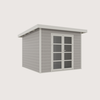 Gartenhaus Cube 28 Hellgrau-Weiß