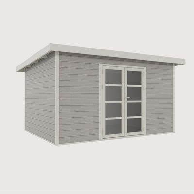 Gartenhaus Cube 40 Hellgrau-Weiß