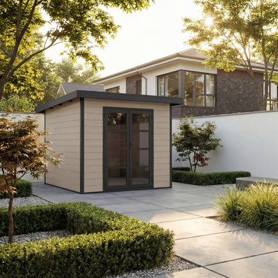 Gartenhaus Cube 28 Beige-Schwarz