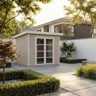 Gartenhaus Cube 28 Beige-Weiß