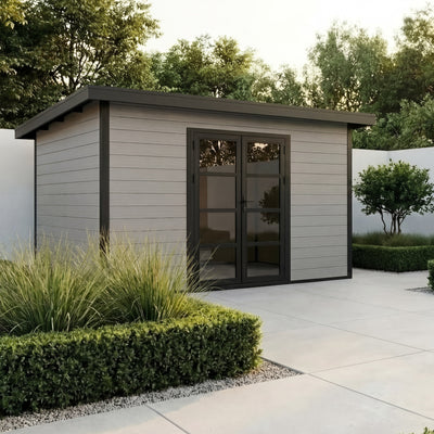 Gartenhaus Cube 40 Hellgrau-Schwarz