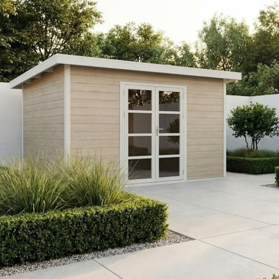 Gartenhaus Cube 40 Beige-Weiß