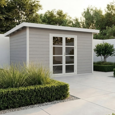 Gartenhaus Cube 40 Hellgrau-Weiß