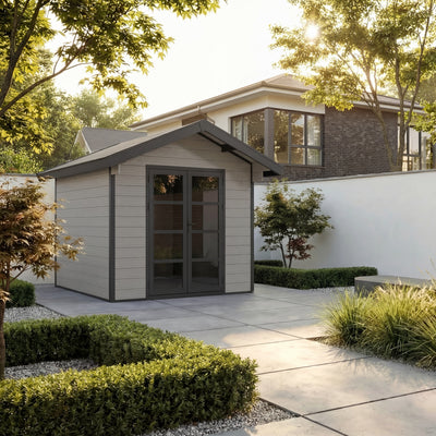 Gartenhaus Cottage 28 Hellgrau-Schwarz