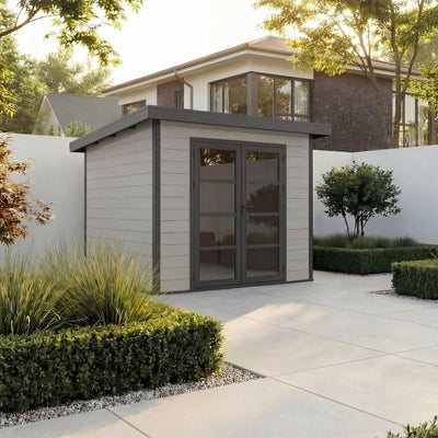 Gartenhaus Cube 25 Hellgrau-Schwarz