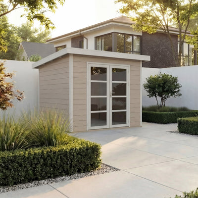 Gartenhaus Cube 25 Beige-Weiß